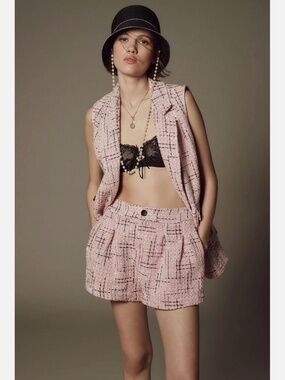 NEW ANTHROPOLOGIE MAEVE PLAID TWEED SHORTS